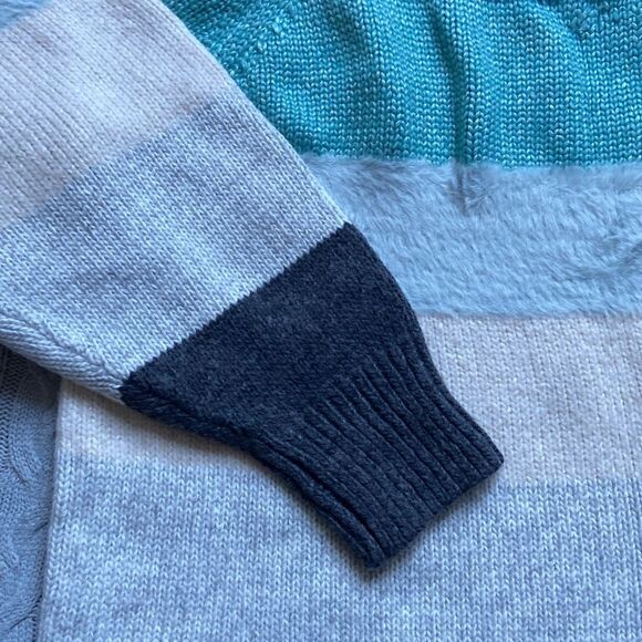 LOFT PLUS Knitted Wide Striped Crewneck Wool Blend Sweater - Picture 4 of 7